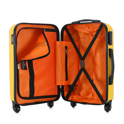 Valise jaune de notre collection Potiron Paris, Opera, taille S, ouverte
