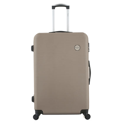 Grande valise beige de face
