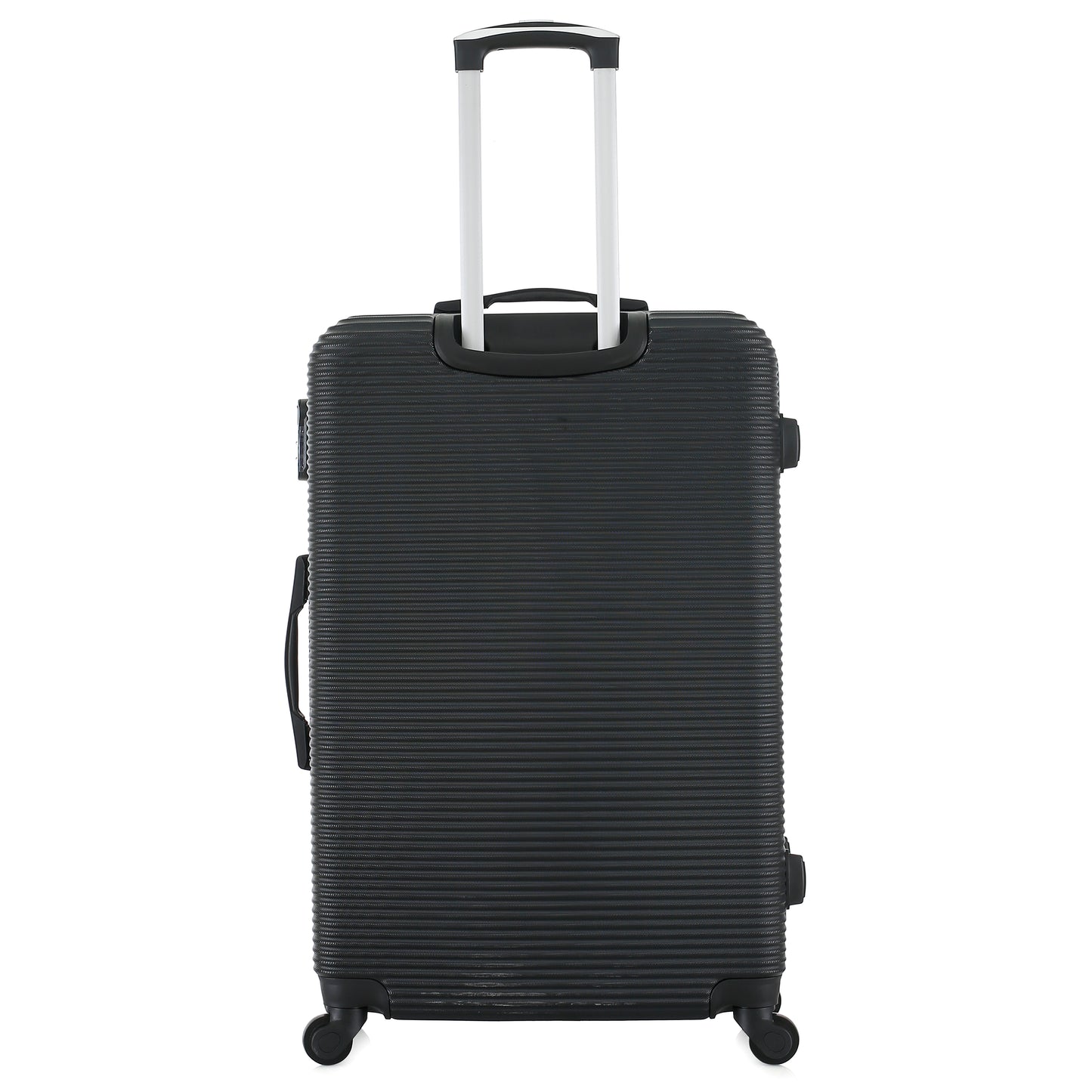 Grande valise grise de dos
