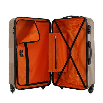 Valise beige de notre collection Potiron Paris, Paris, taille L, ouverte
