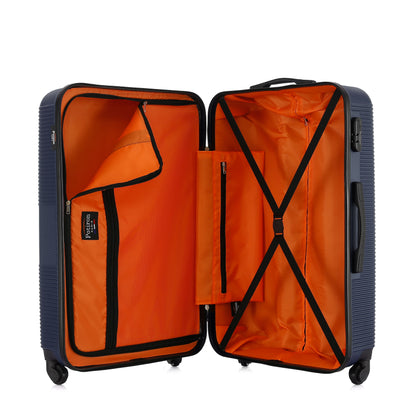 Valise bleue de notre collection Potiron Paris, Paris, taille L, ouverte
