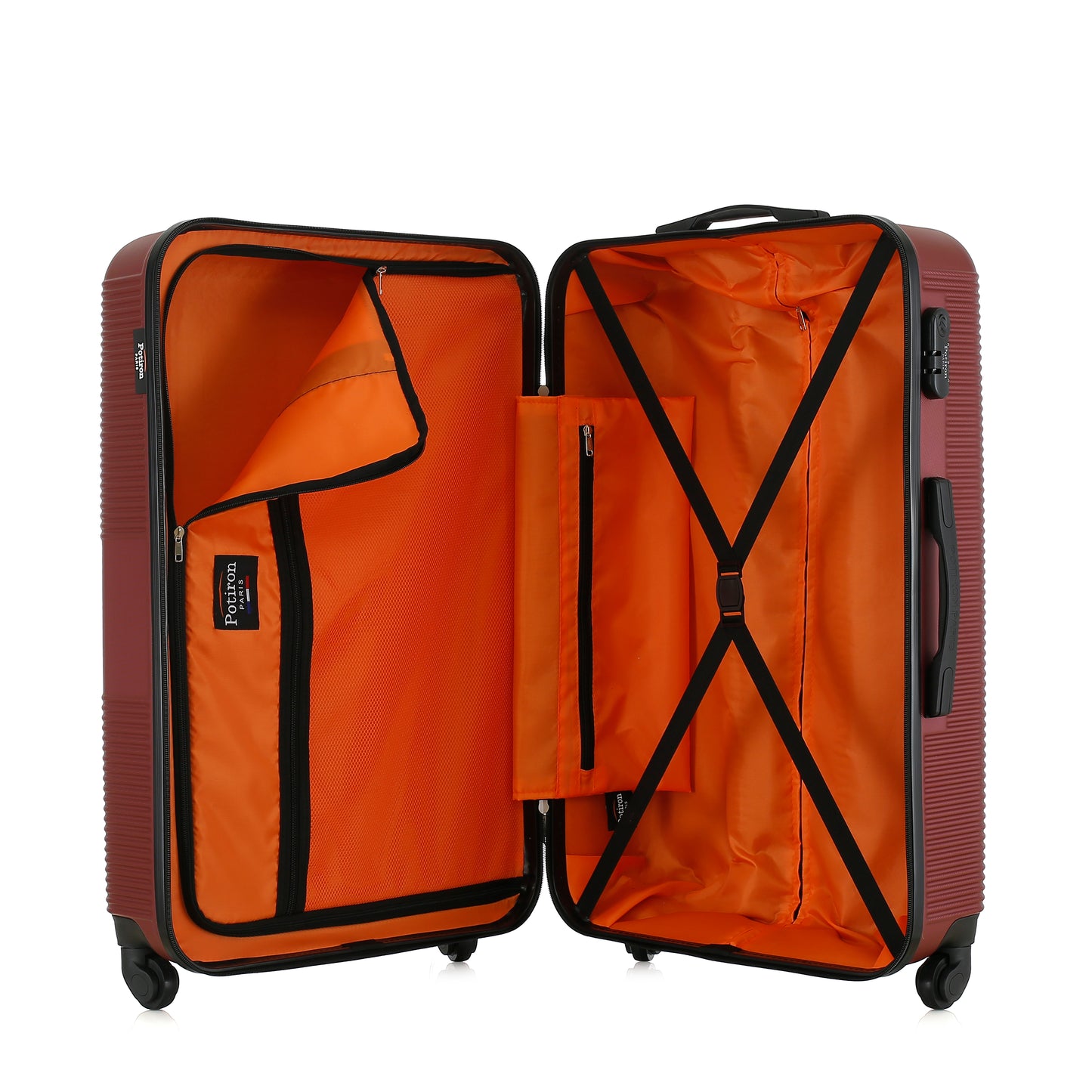 Valise bordeaux de notre collection Potiron Paris, Paris, taille L, ouverte
