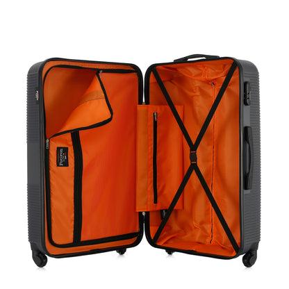 Valise grise de notre collection Potiron Paris, Paris, taille L, ouverte
