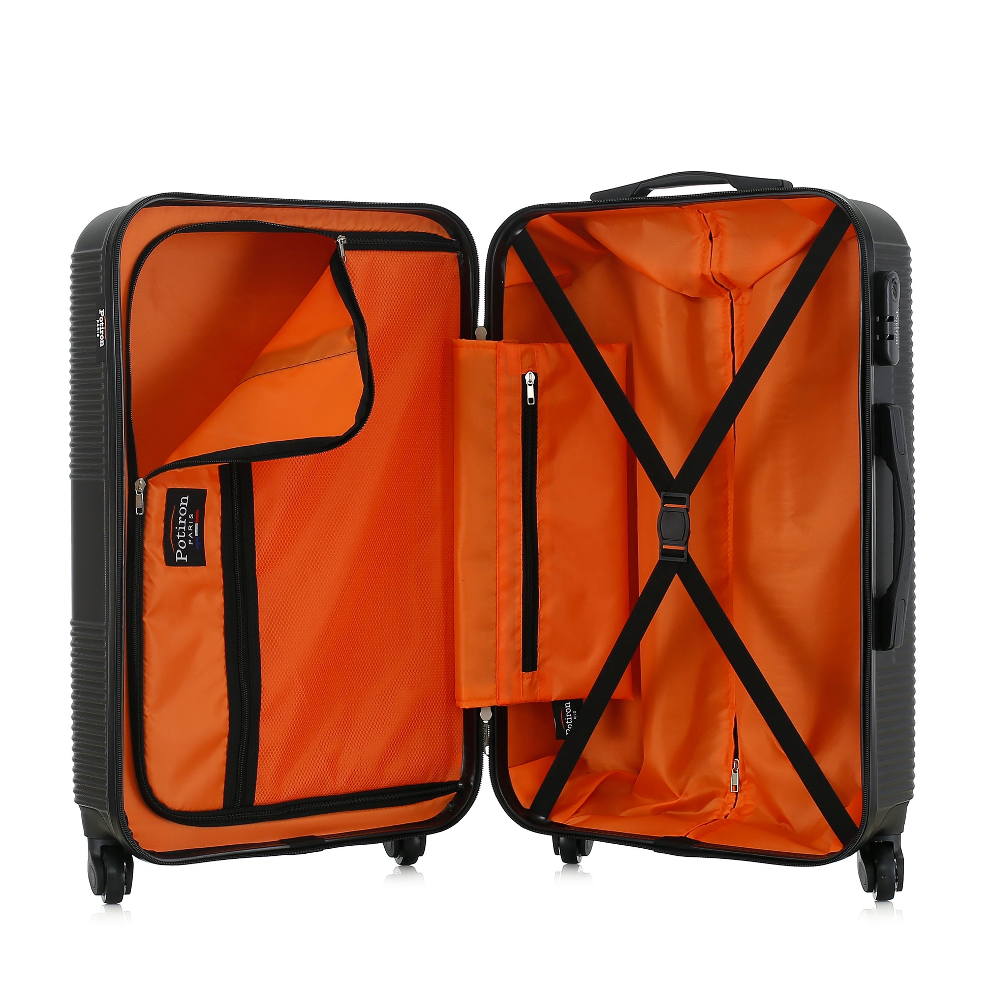 Valise noire de notre collection Potiron Paris, Paris, taille M, ouverte
