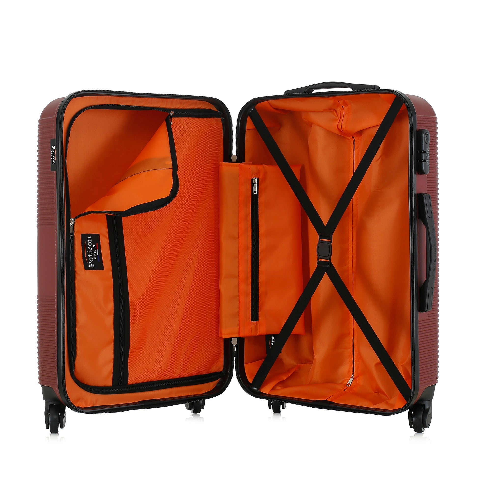 Valise bordeaux de notre collection Potiron Paris, Paris, taille M, ouverte
