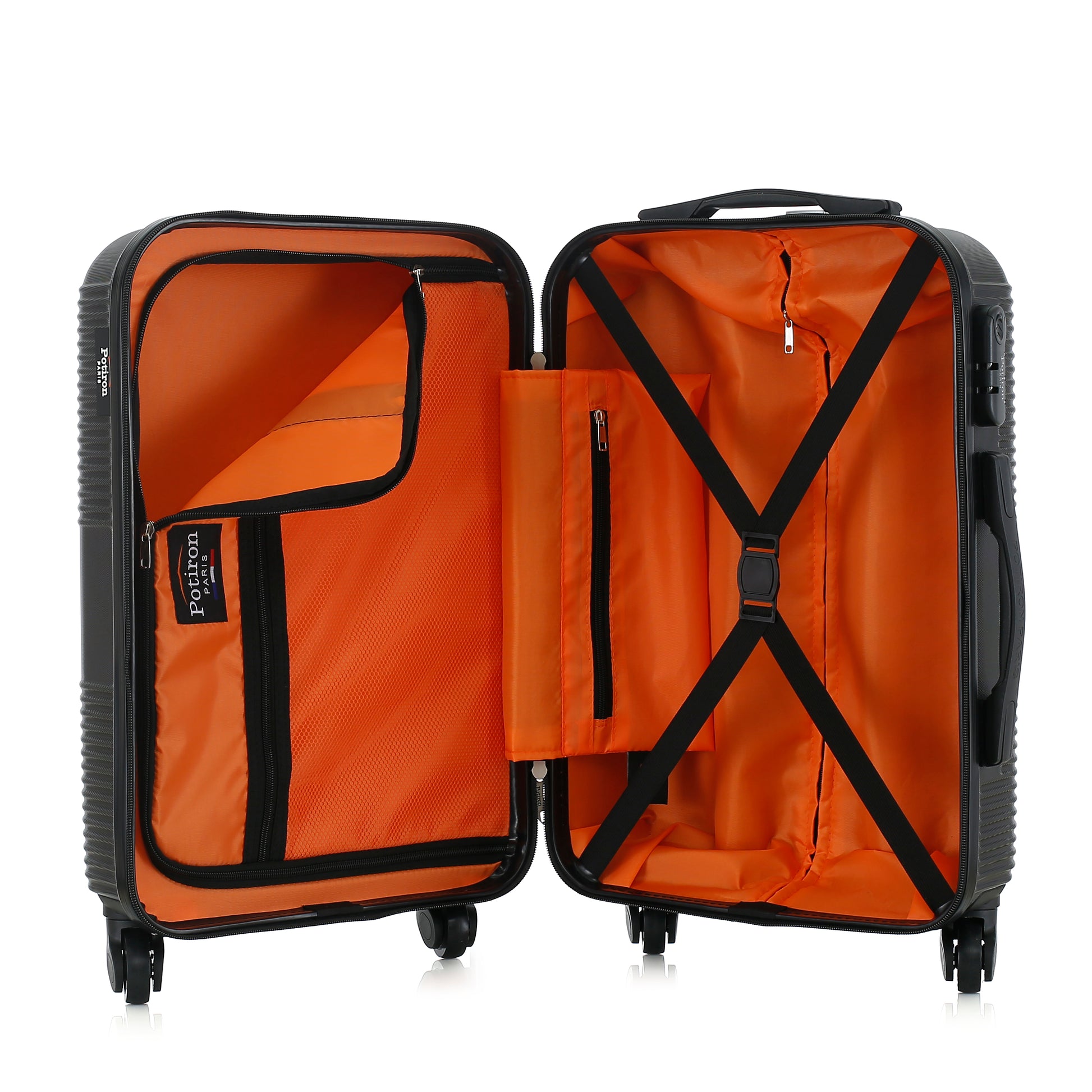 Valise noire de notre collection Potiron Paris, Paris, taille S, ouverte
