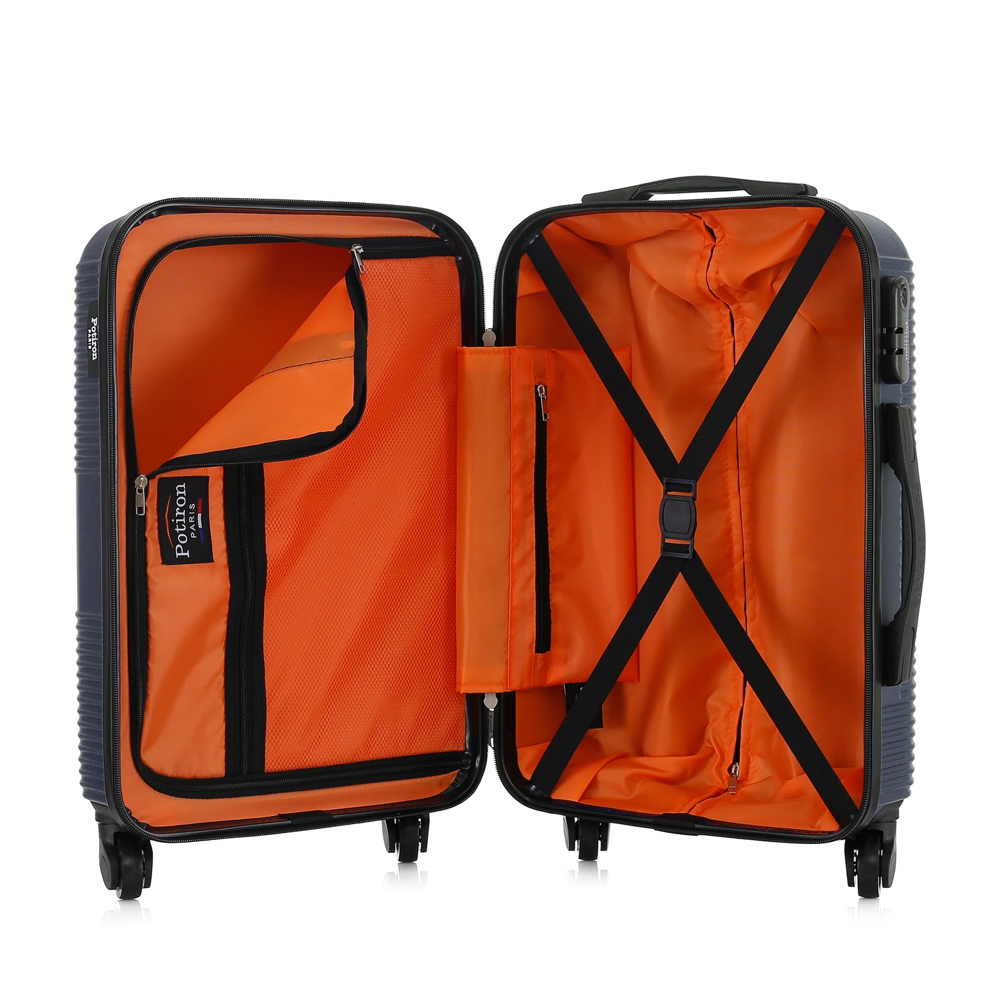 Valise bleue de notre collection Potiron Paris, Paris, taille S, ouverte
