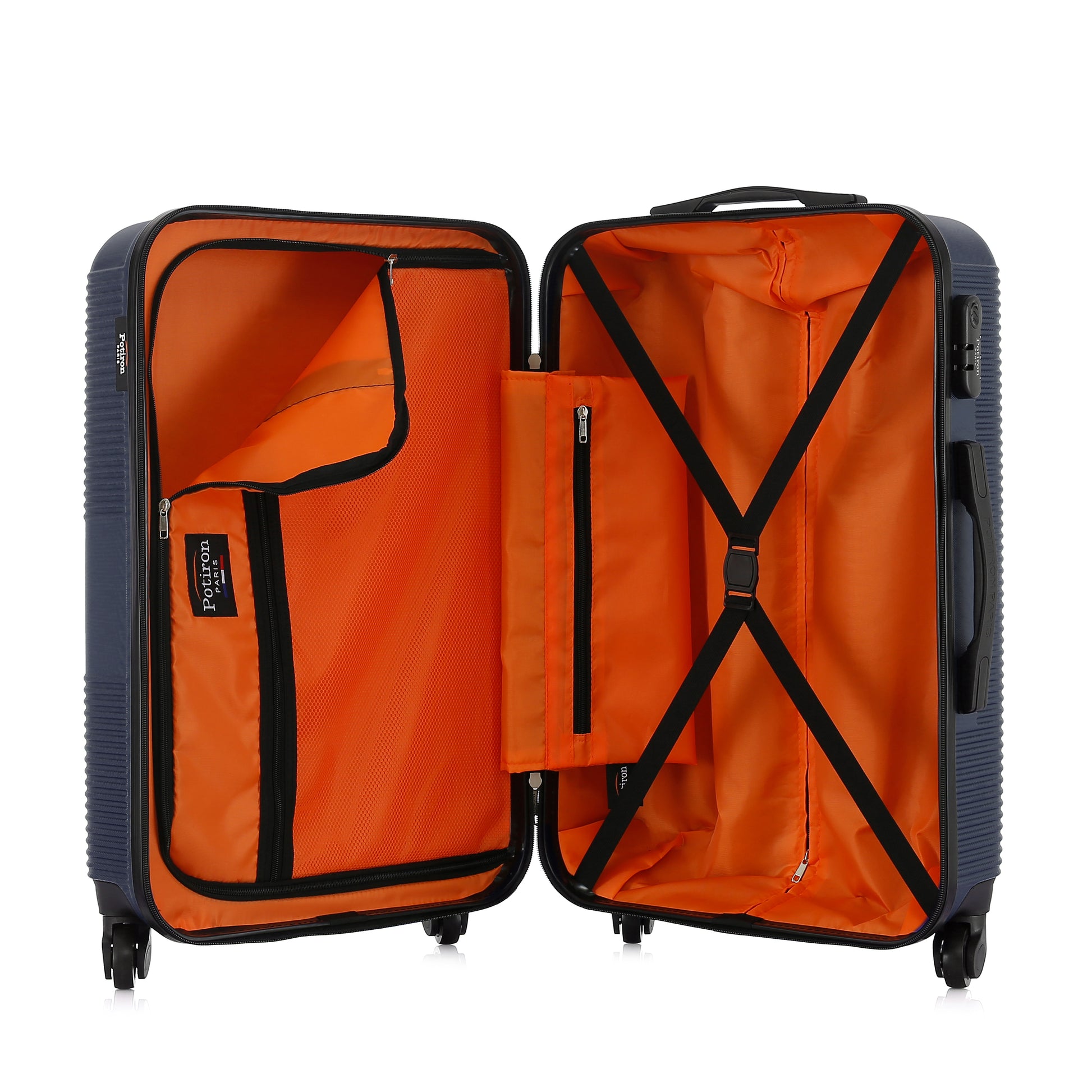 Valise bleue de notre collection Potiron Paris, Paris, taille S, ouverte
