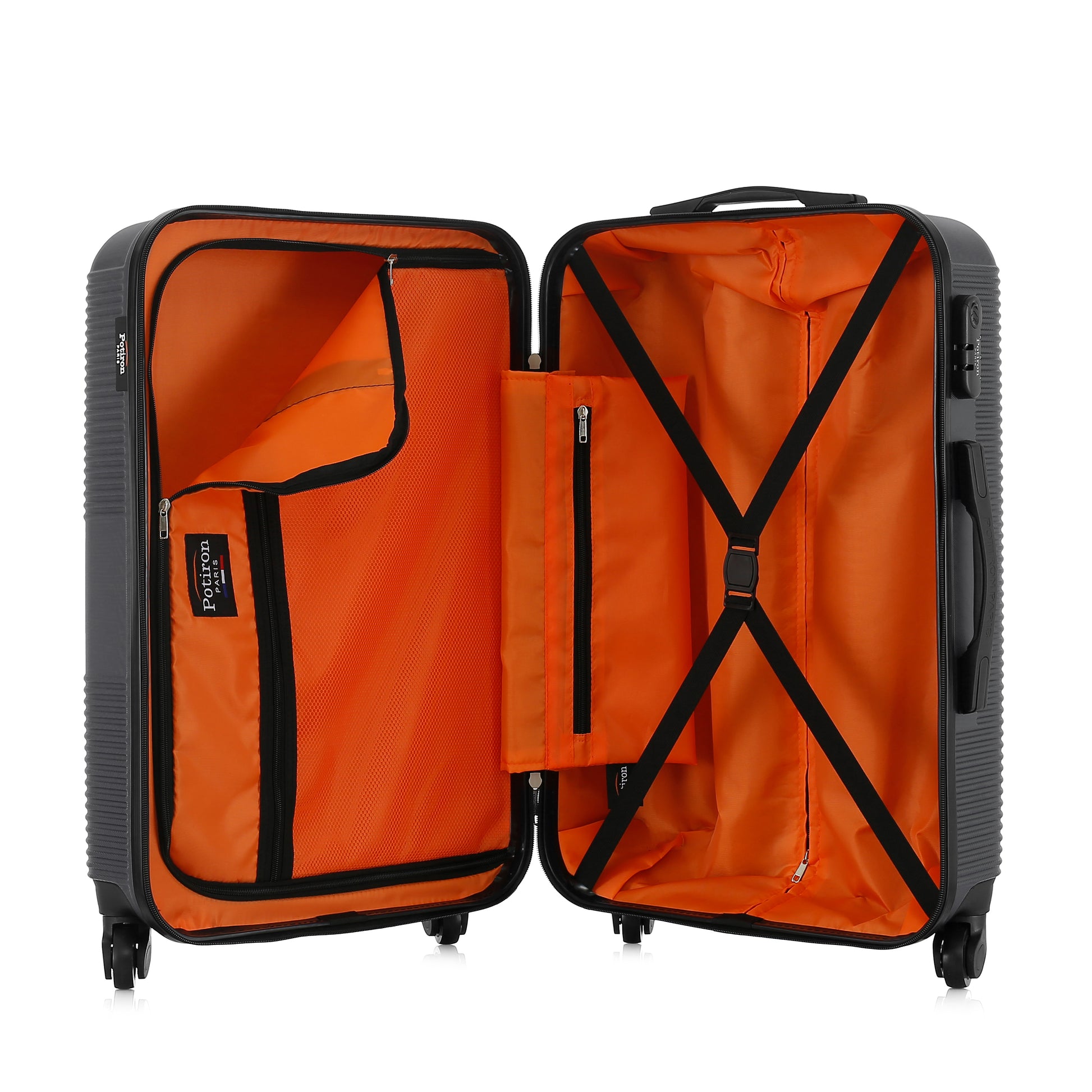 Valise grise de notre collection Potiron Paris, Paris, taille S, ouverte
