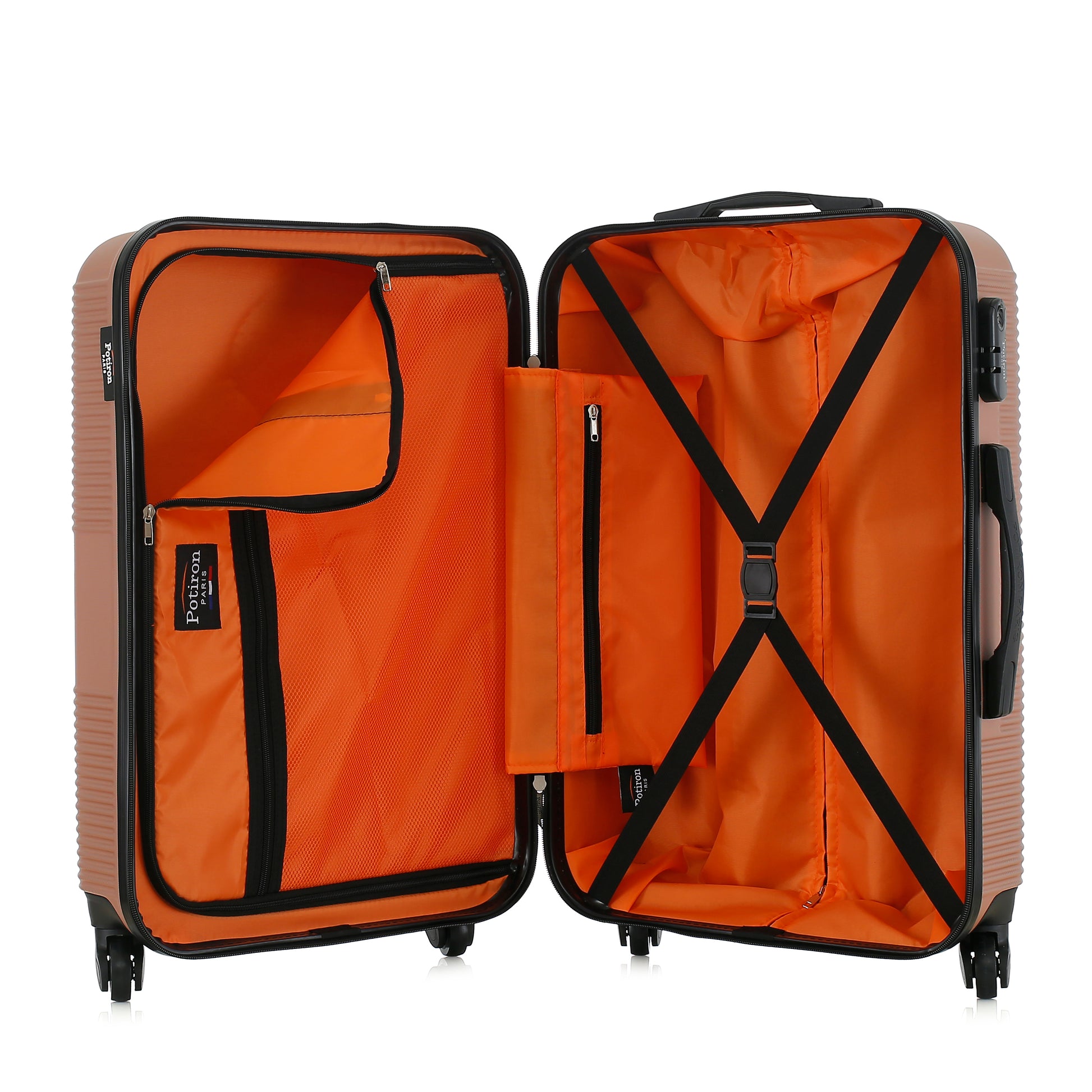 Valise rose de notre collection Potiron Paris, Paris, taille S, ouverte
