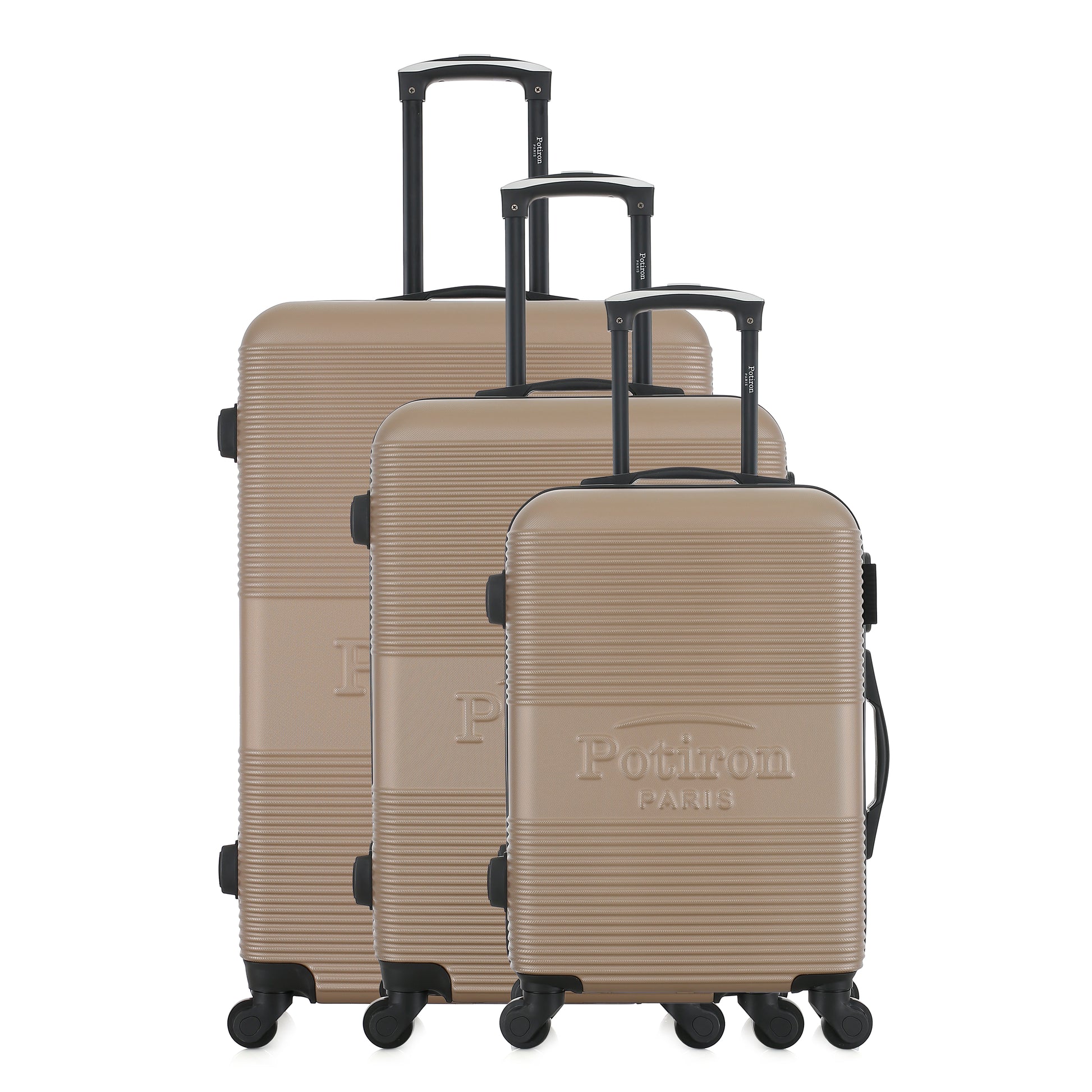 Set de 3 valises beiges de notre collection Potiron Paris, Paris, de face
