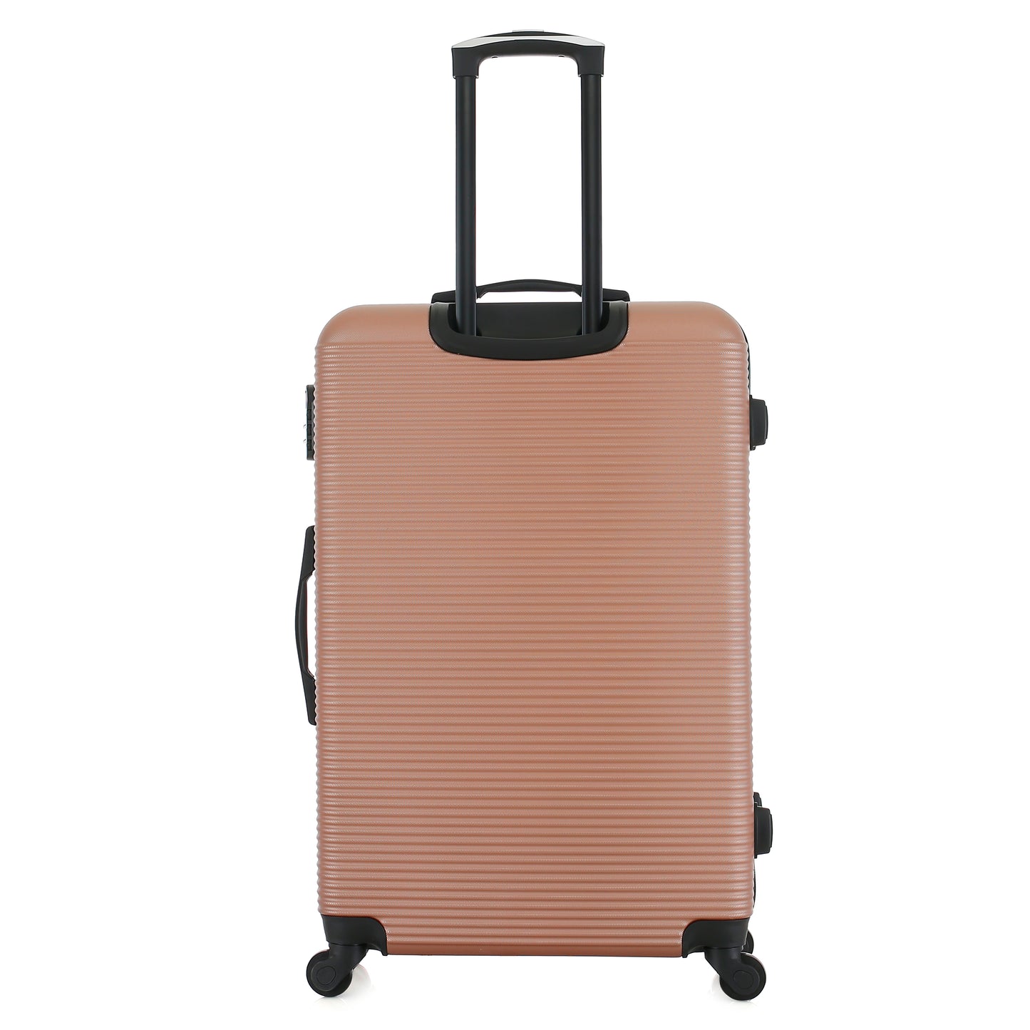 Grande valise rose de dos
