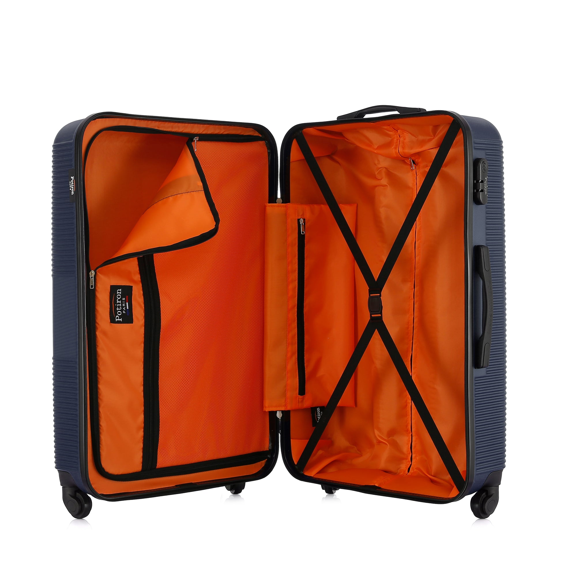 Grande valise bleue ouverte