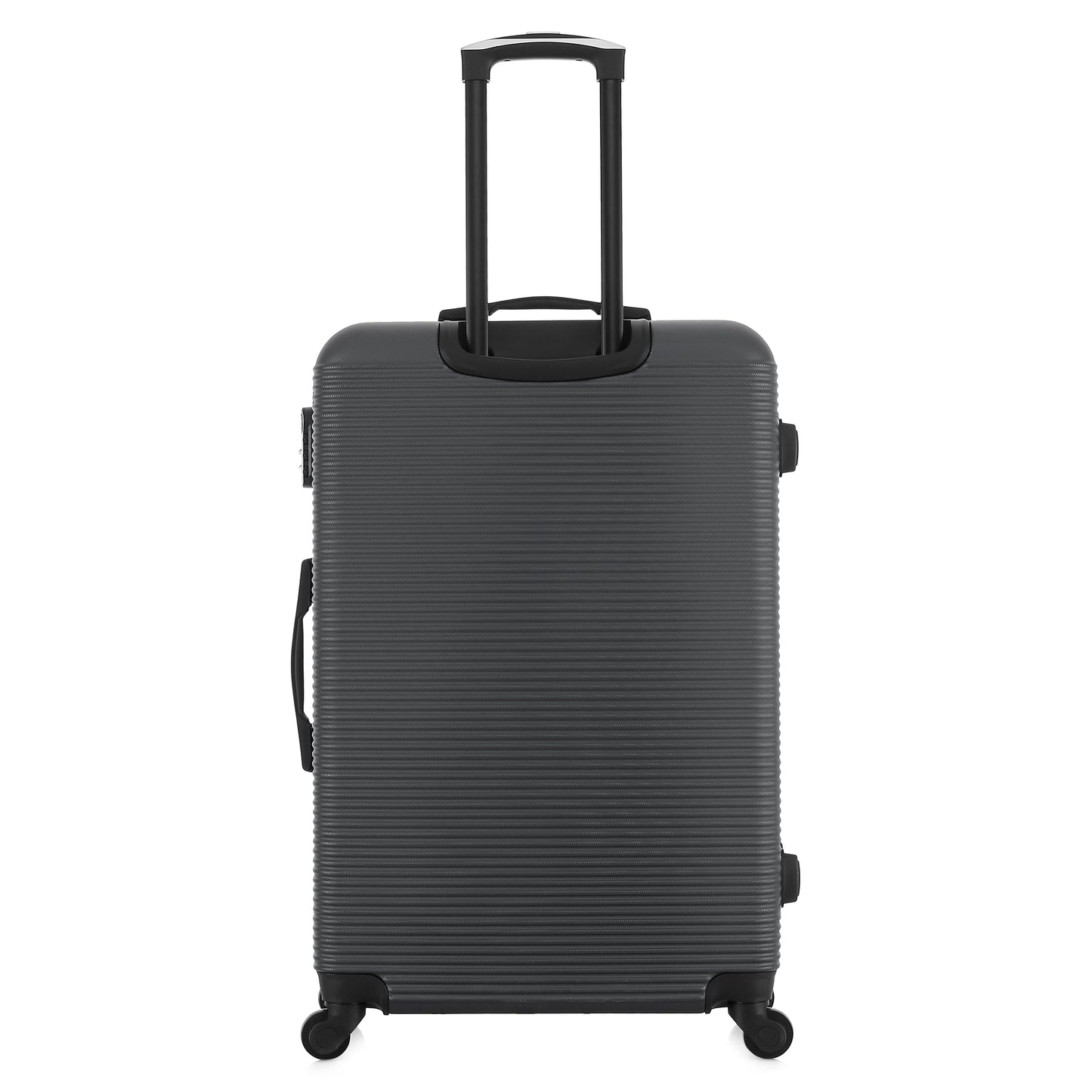 Grande valise grise de dos
