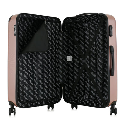 Valise rose de notre collection Georges Rech, Rome, taille L, ouverte