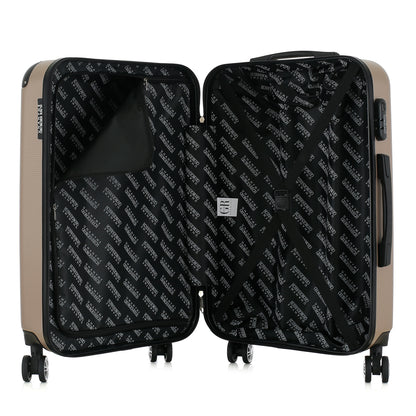 Valise beige de notre collection Georges Rech, Rome, taille M, ouverte