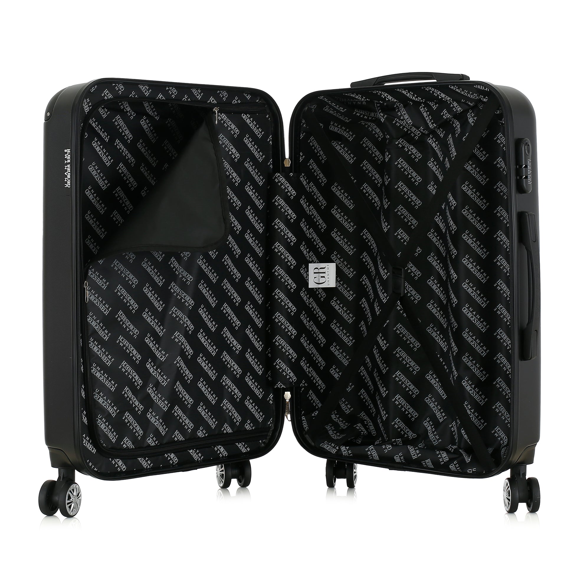 Valise noire de notre collection Georges Rech, Rome, taille M, ouverte