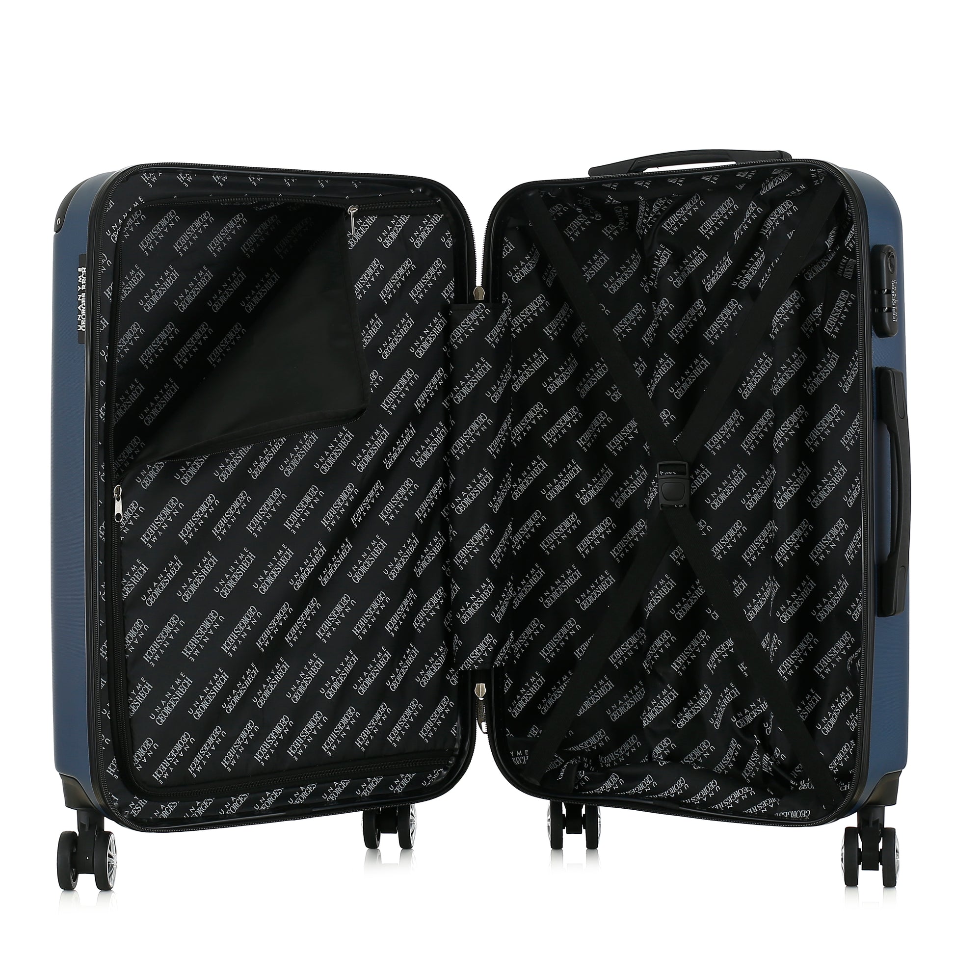 Valise bleue de notre collection Georges Rech, Rome, taille M, ouverte