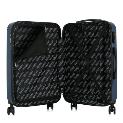 Valise bleue de notre collection Georges Rech, Rome, taille M, ouverte