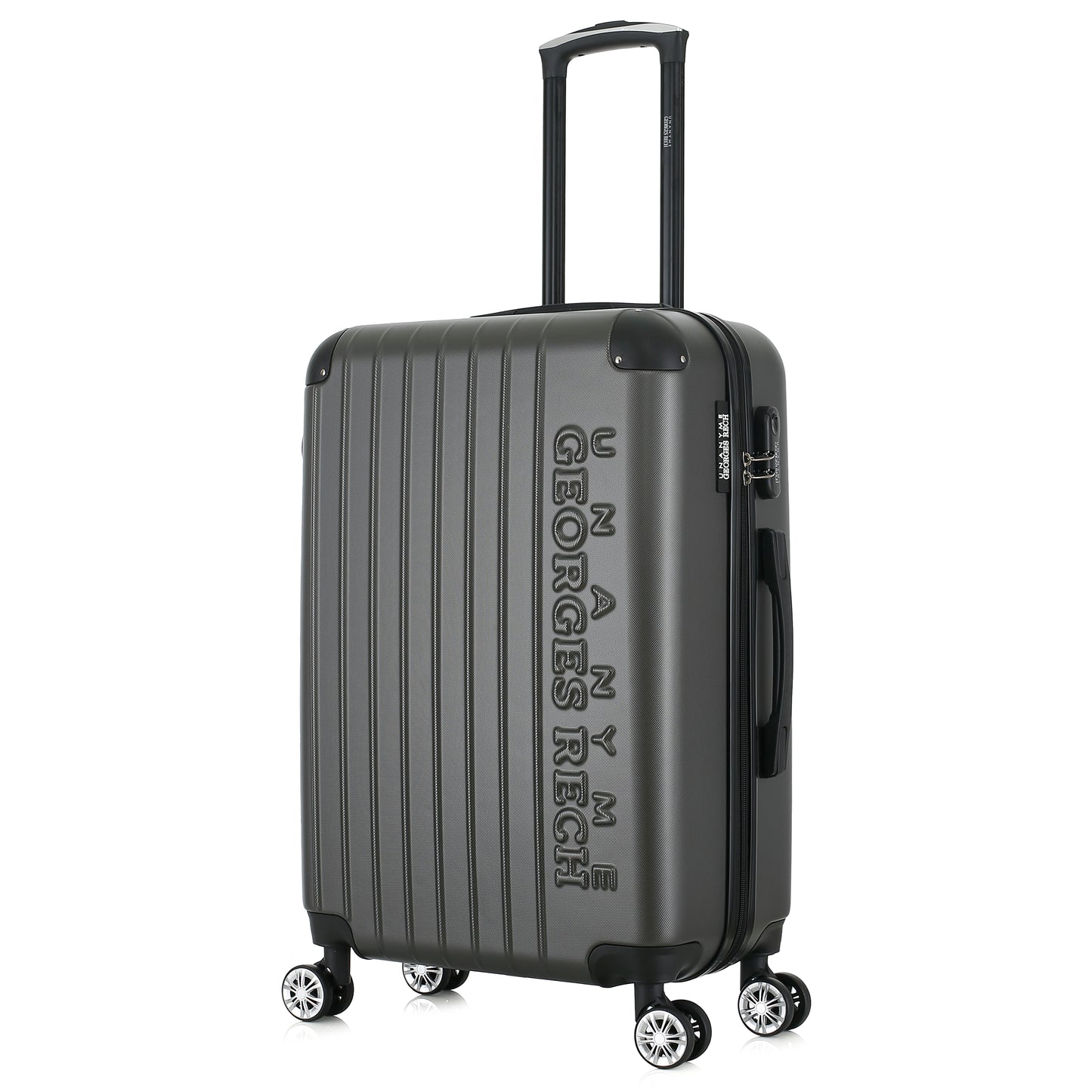 Valise grise de notre collection Georges Rech, Rome, taille M, de 3/4