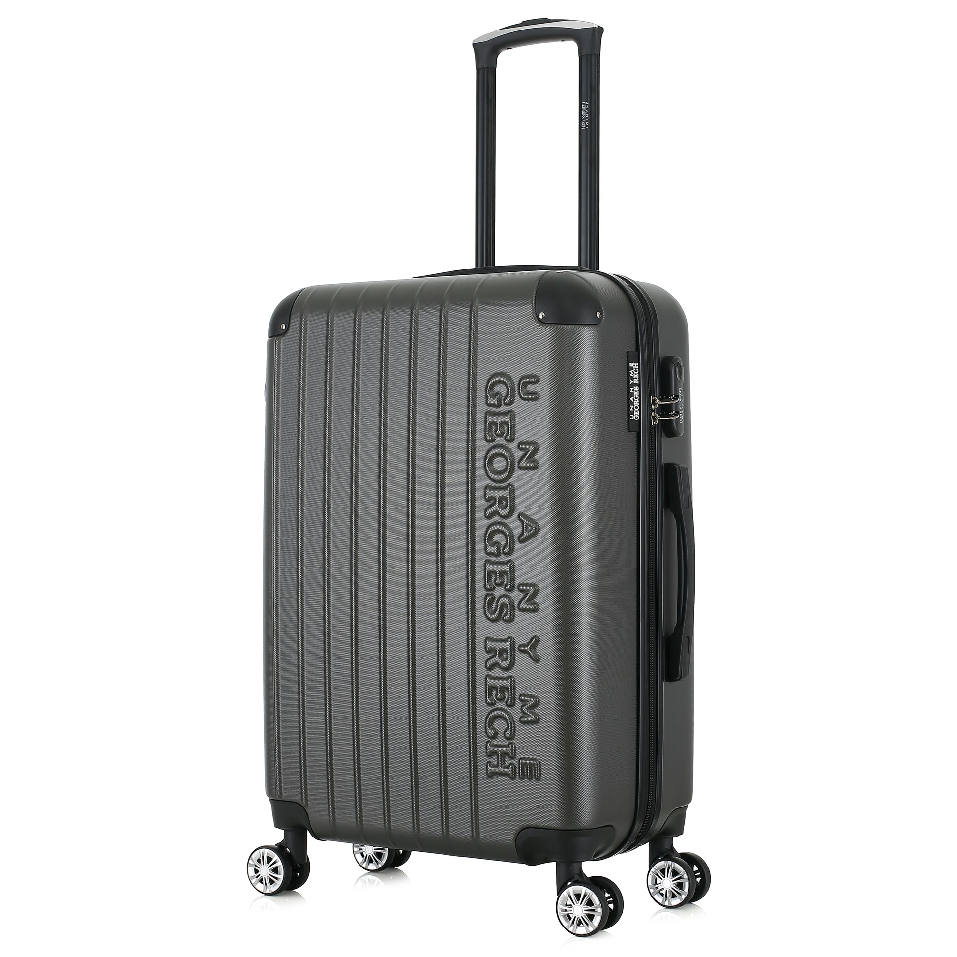 Valise grise de notre collection Georges Rech, Rome, taille M, de 3/4