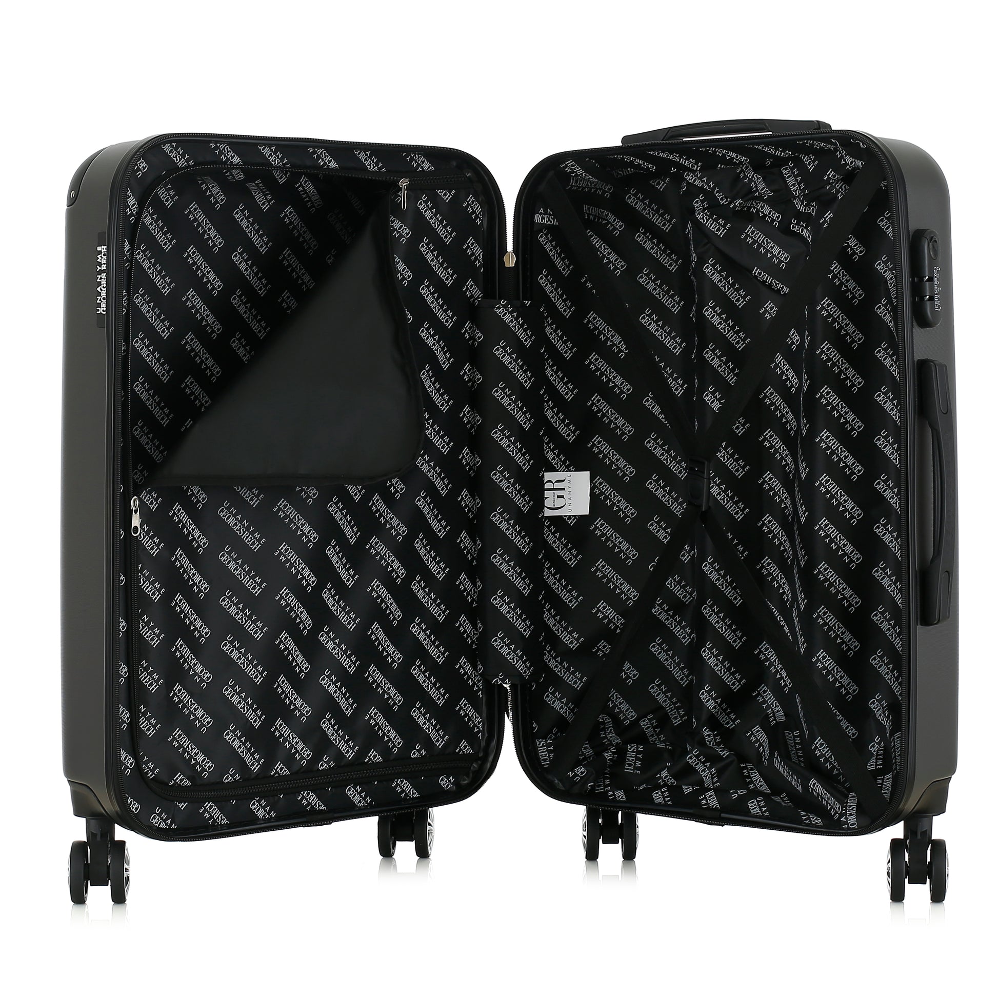 Valise grise de notre collection Georges Rech, Rome, taille M, ouverte