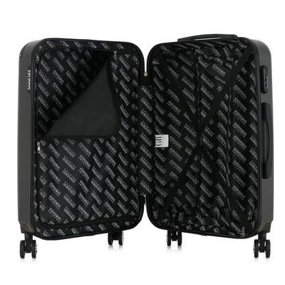 Valise grise de notre collection Georges Rech, Rome, taille M, ouverte