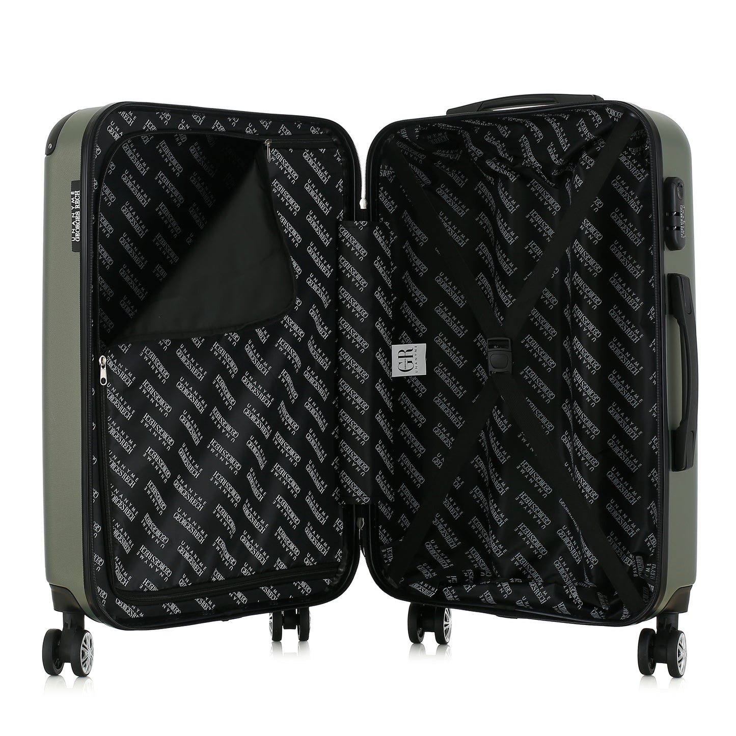 Valise kaki de notre collection Georges Rech, Rome, taille M, ouverte