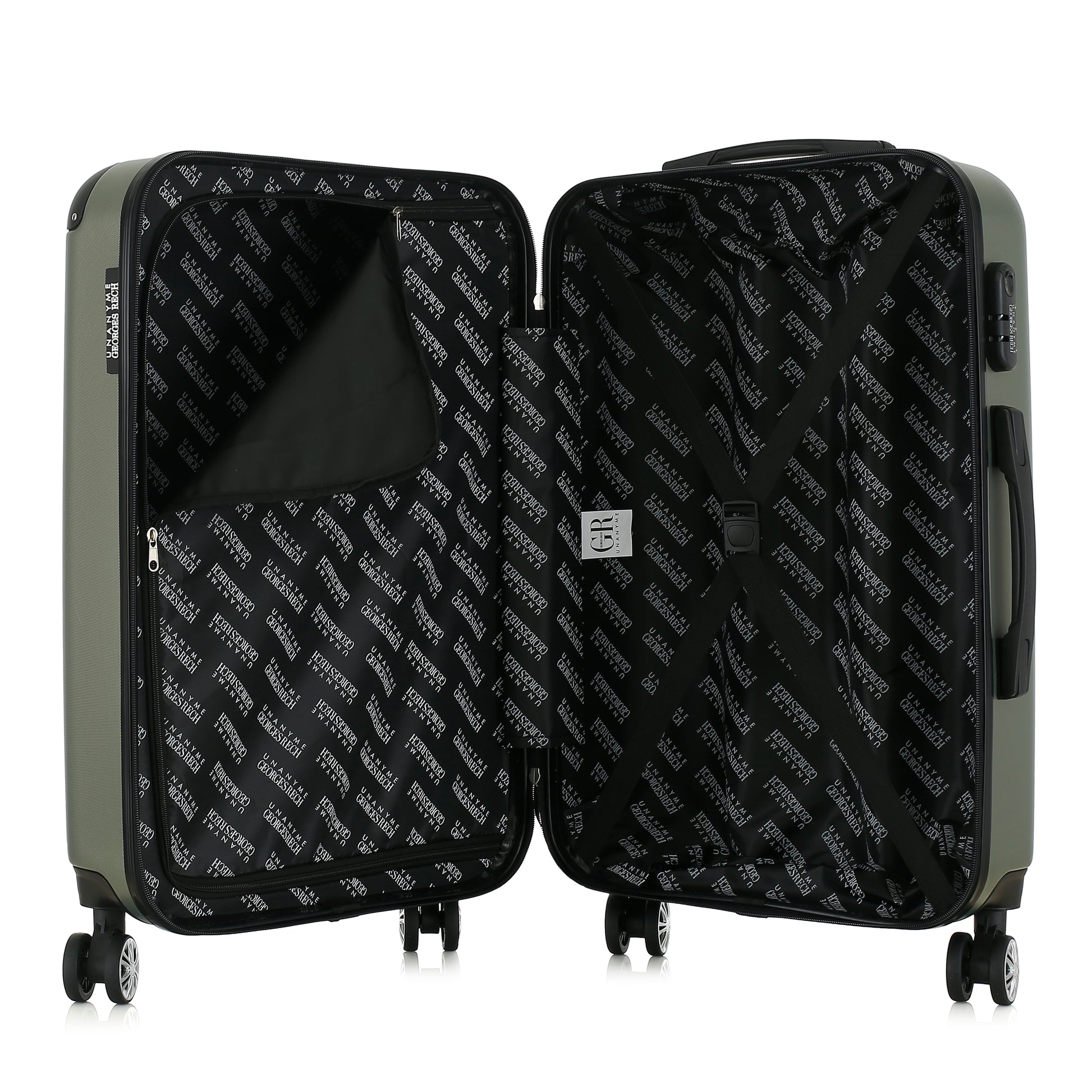 Valise kaki de notre collection Georges Rech, Rome, taille M, ouverte