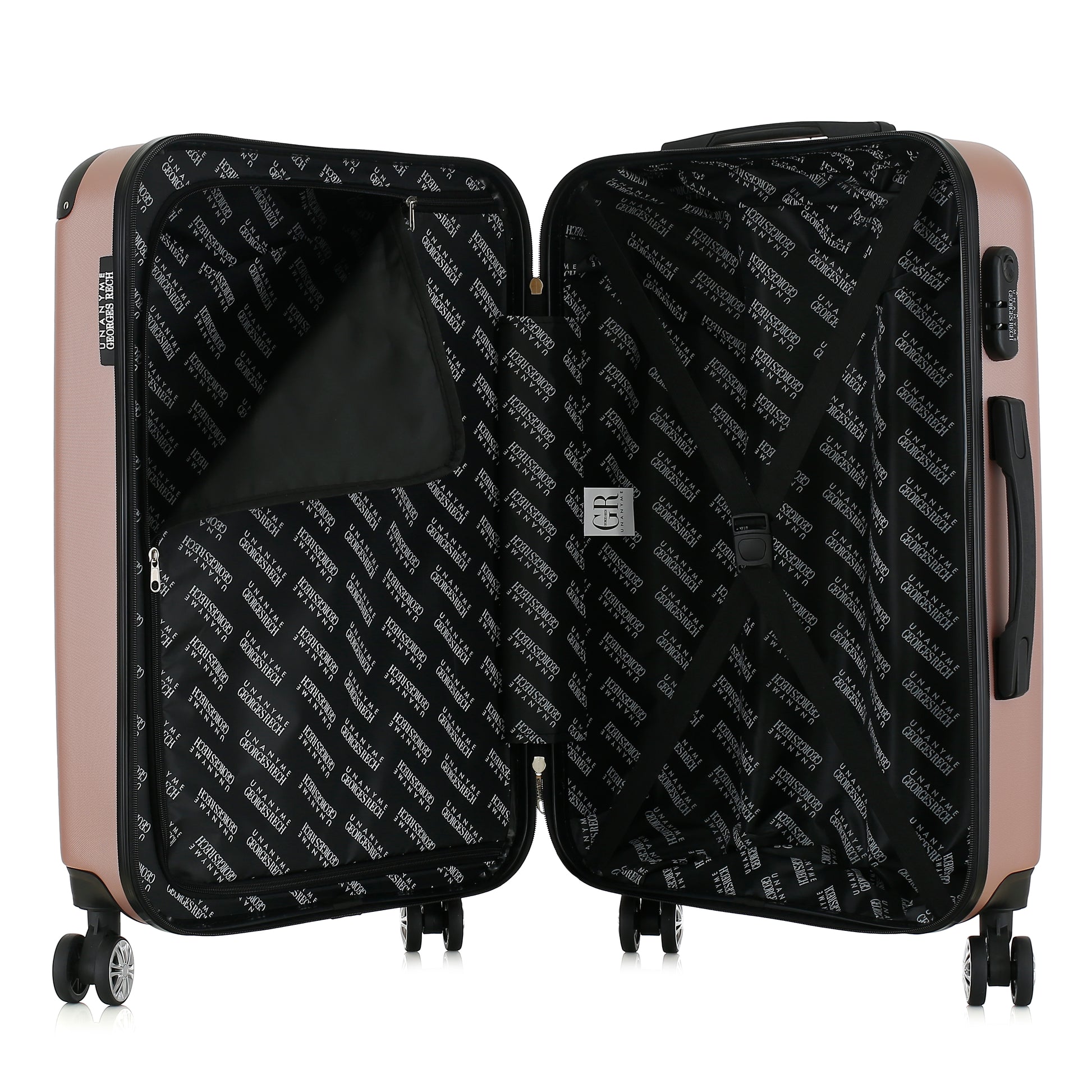 Valise rose de notre collection Georges Rech, Rome, taille M, ouverte