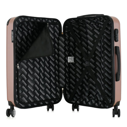 Valise rose de notre collection Georges Rech, Rome, taille M, ouverte