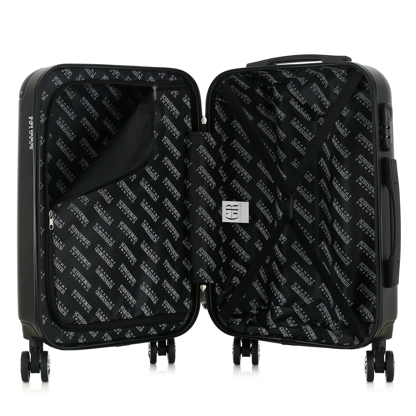 Valise noire de notre collection Georges Rech, Rome, taille S, ouverte