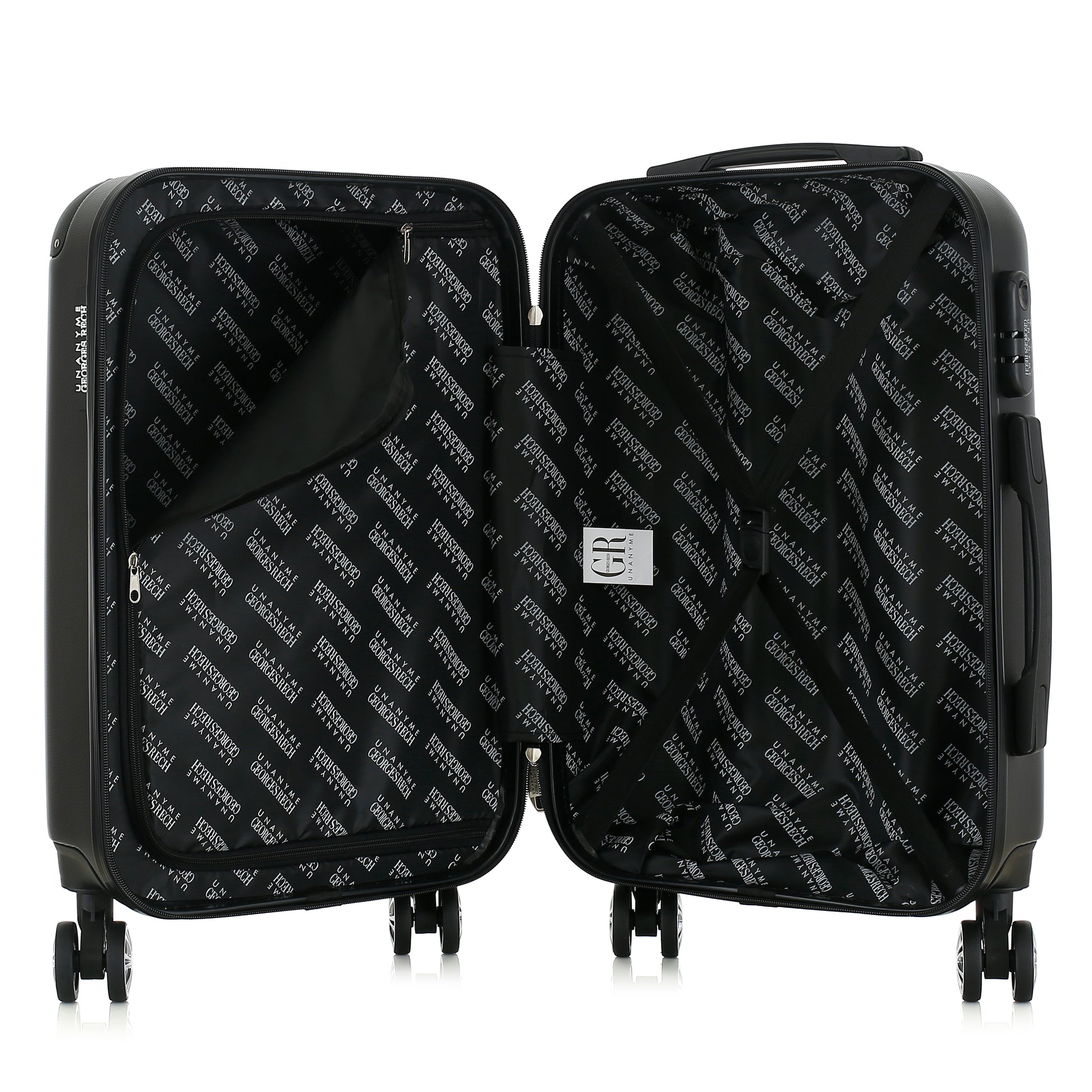 Valise noire de notre collection Georges Rech, Rome, taille S, ouverte