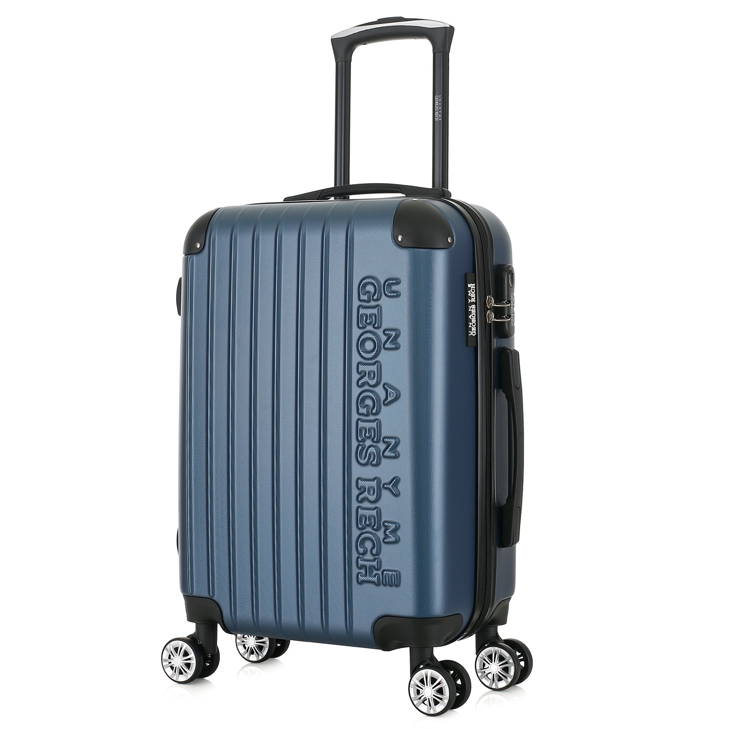 Valise bleue de notre collection Georges Rech, Rome, taille S, de 3/4