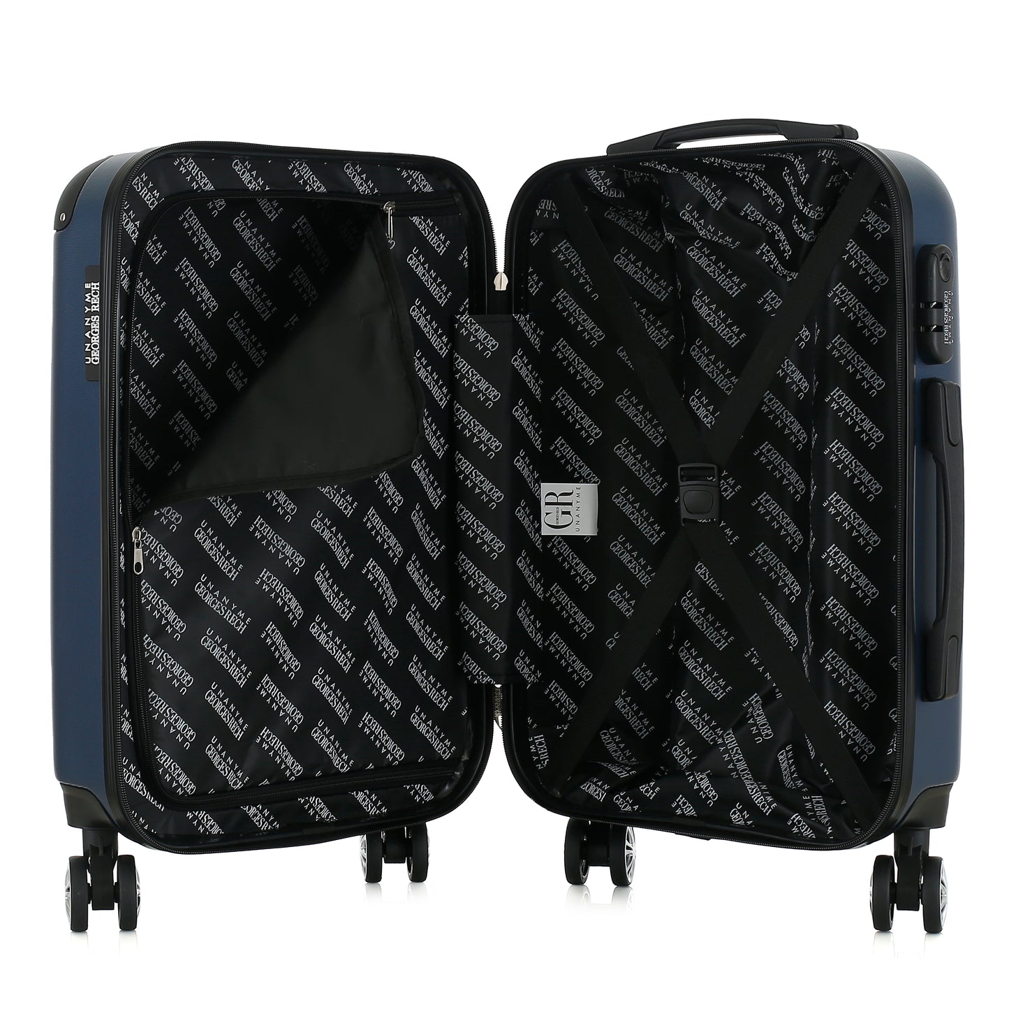 Valise bleue de notre collection Georges Rech, Rome, taille S, ouverte