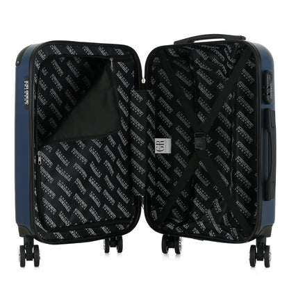 Valise bleue de notre collection Georges Rech, Rome, taille S, ouverte