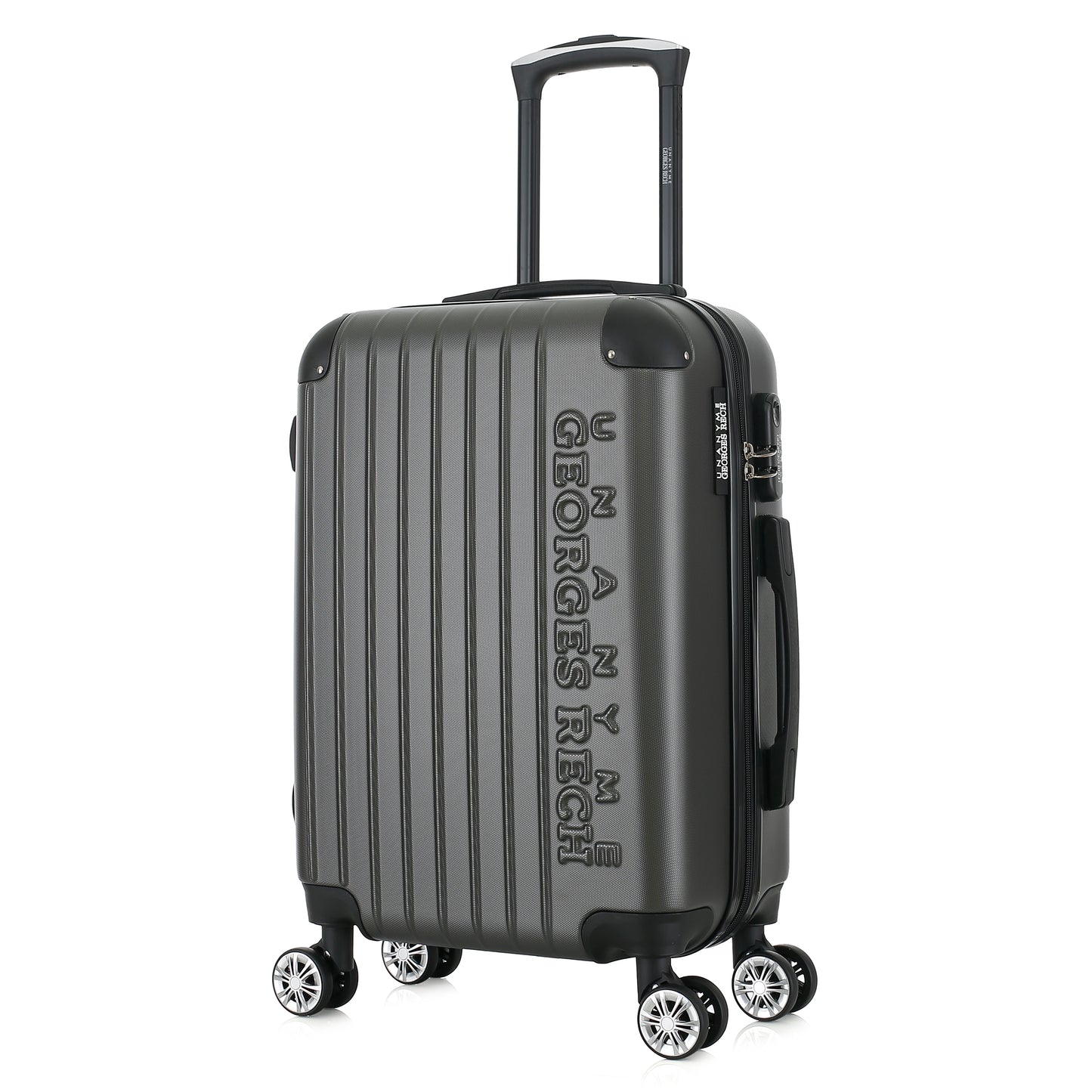 Valise grise de notre collection Georges Rech, Rome, taille S, de 3/4