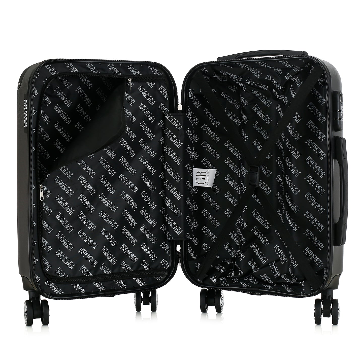 Valise grise de notre collection Georges Rech, Rome, taille S, ouverte