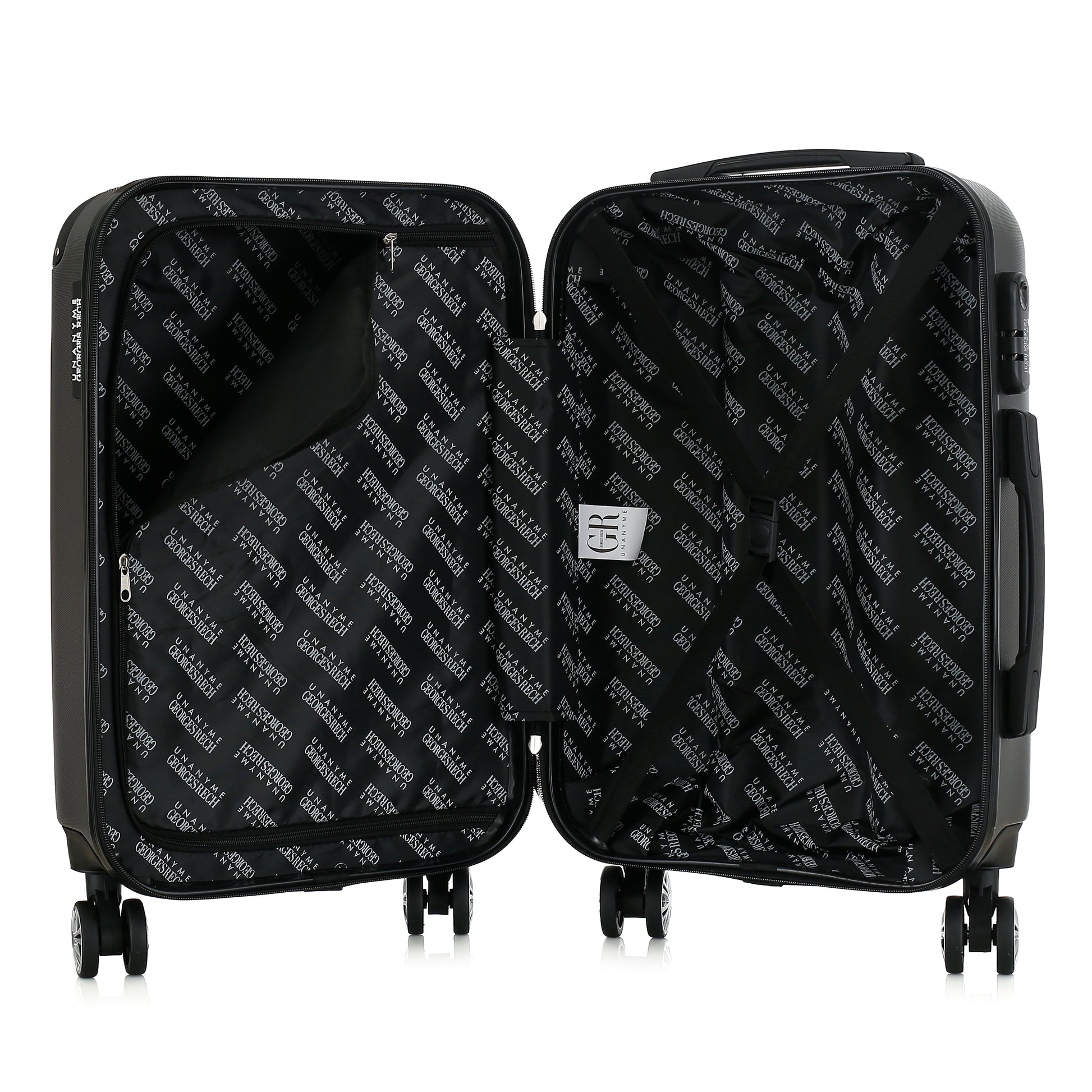 Valise grise de notre collection Georges Rech, Rome, taille S, ouverte