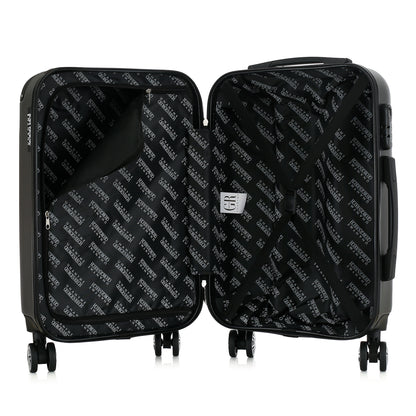 Valise grise de notre collection Georges Rech, Rome, taille S, ouverte