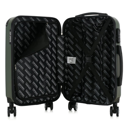 Valise kaki de notre collection Georges Rech, Rome, taille S, ouverte