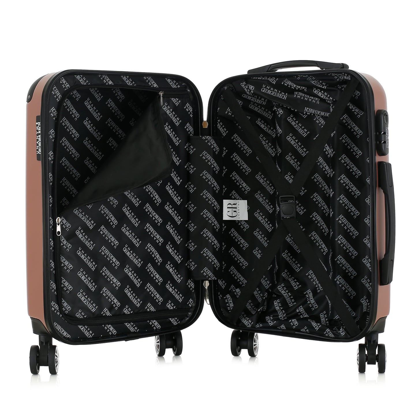 Valise rose de notre collection Georges Rech, Rome, taille S, ouverte