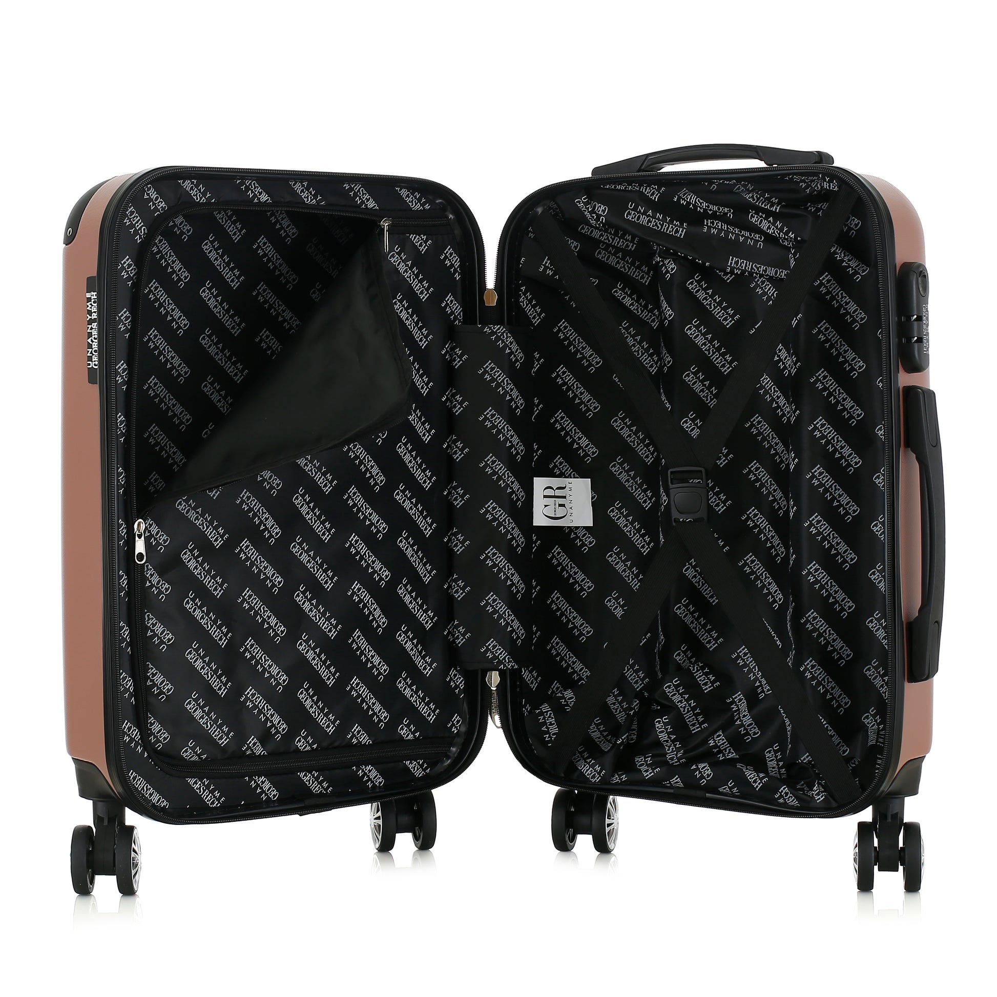 Valise rose de notre collection Georges Rech, Rome, taille S, ouverte