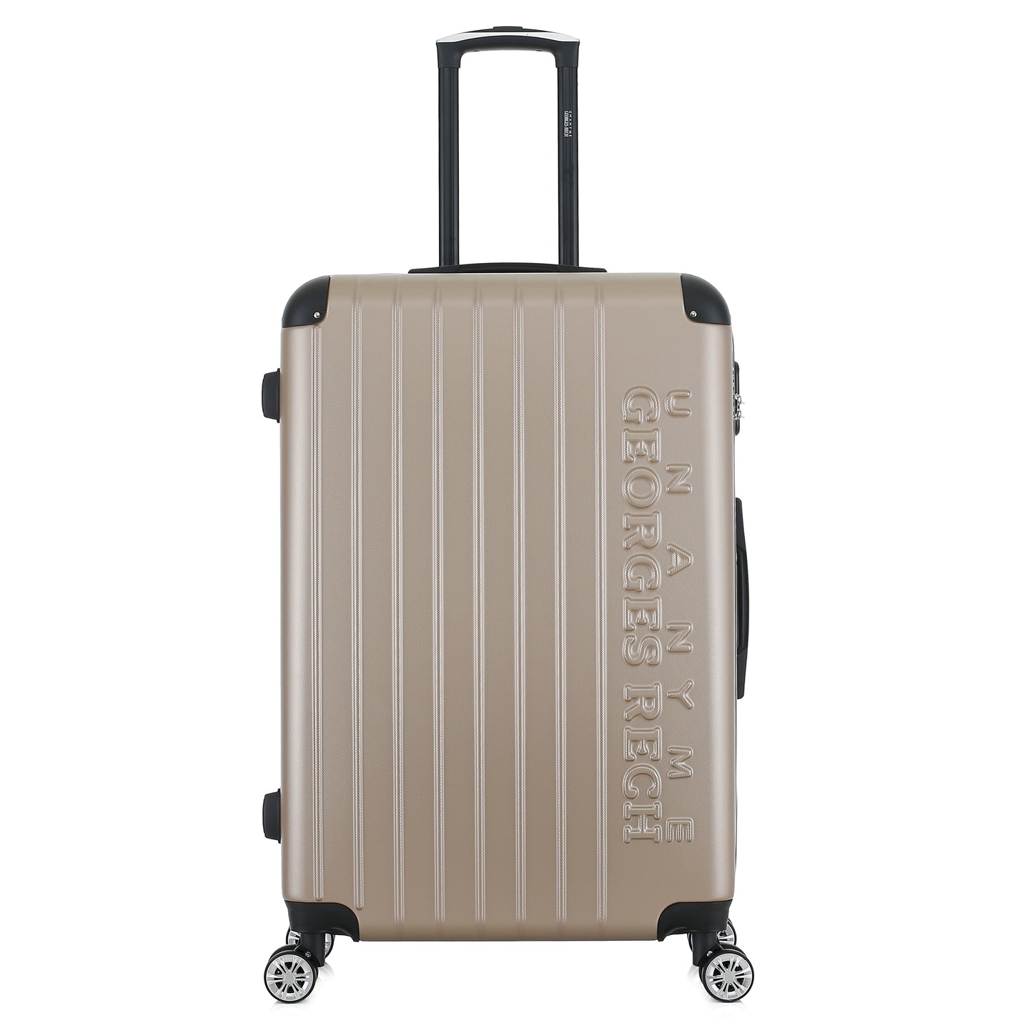 Grande valise beige de face
