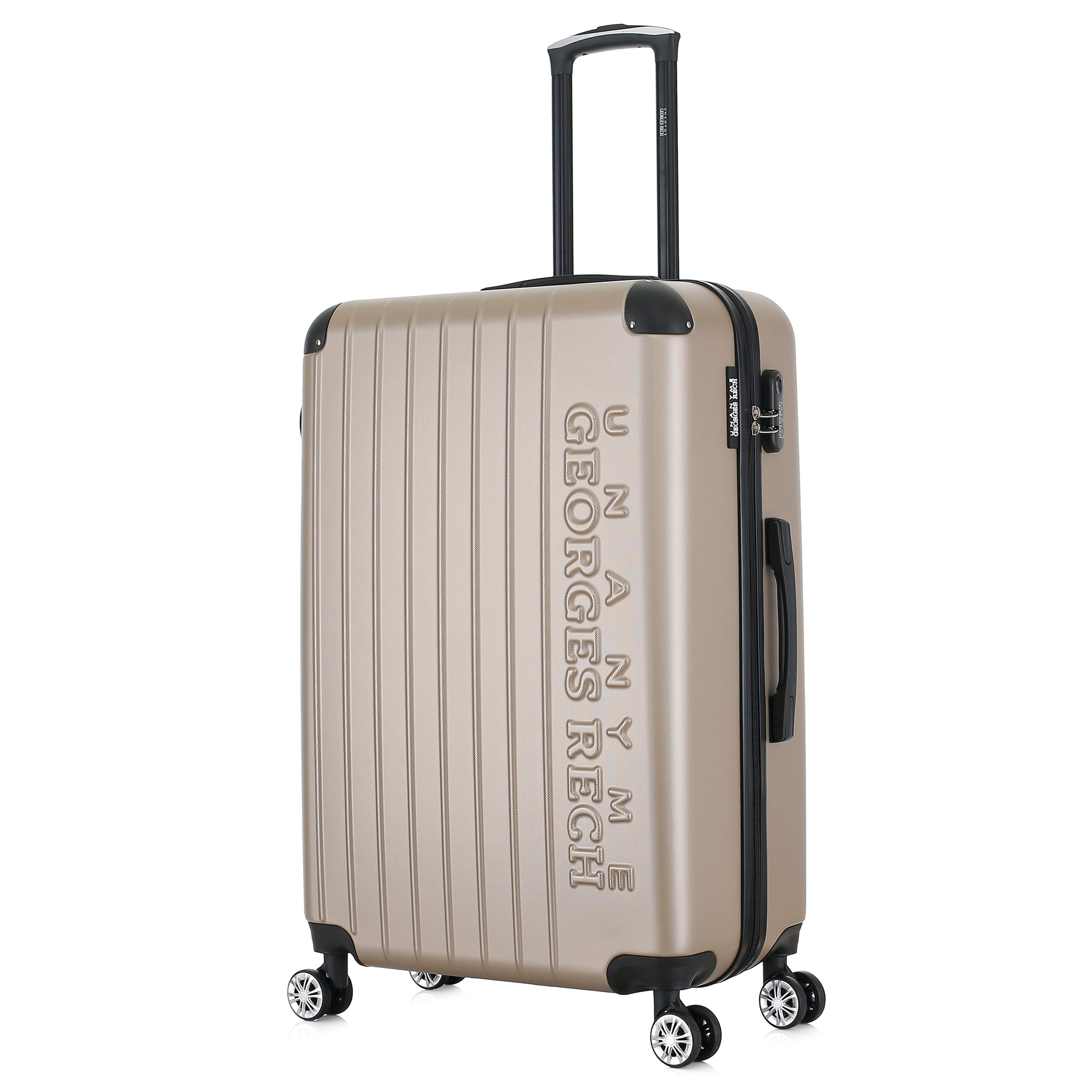 Grande valise beige de 3/4
