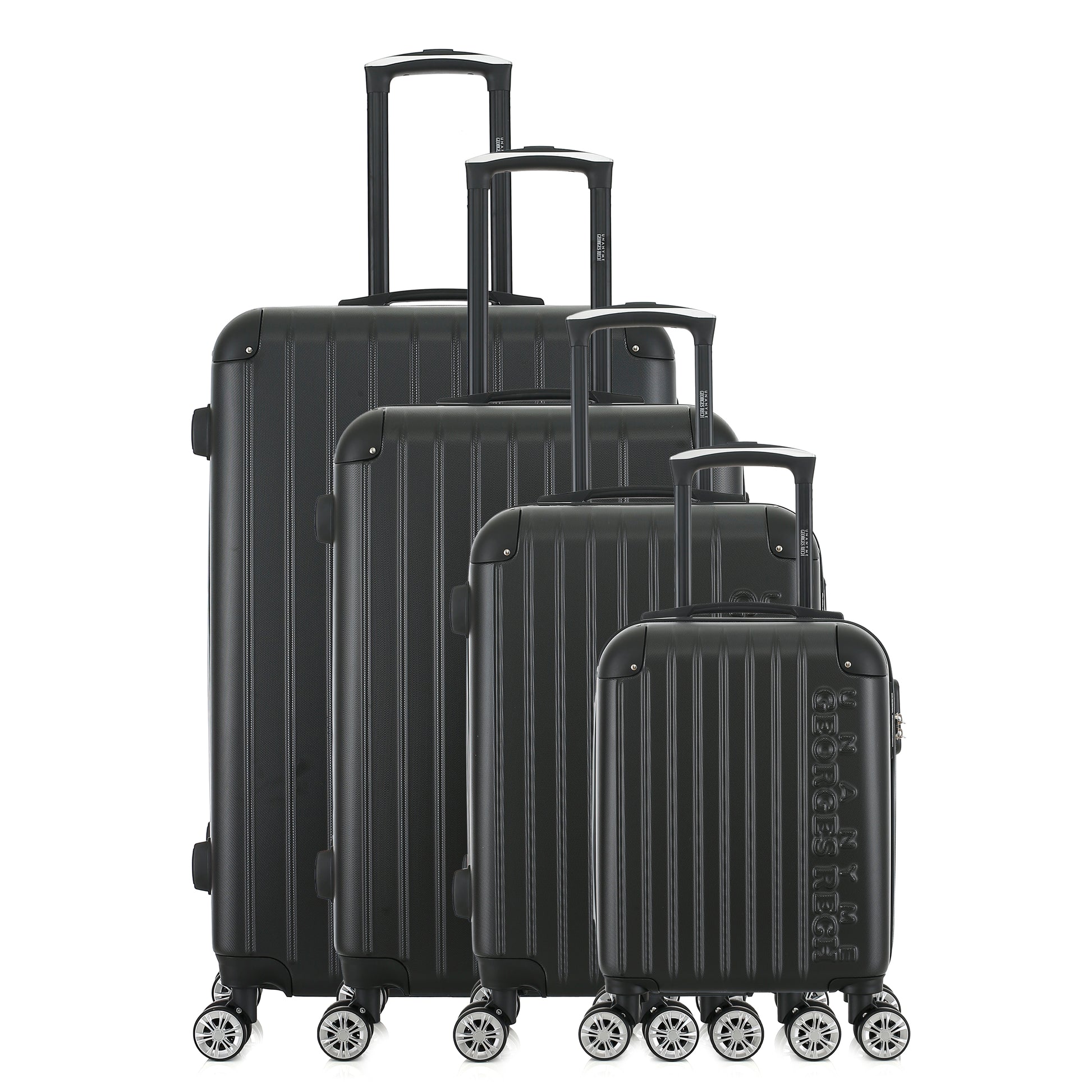 Set de 4 valises noires de notre collection Georges Rech, Rome, de face
