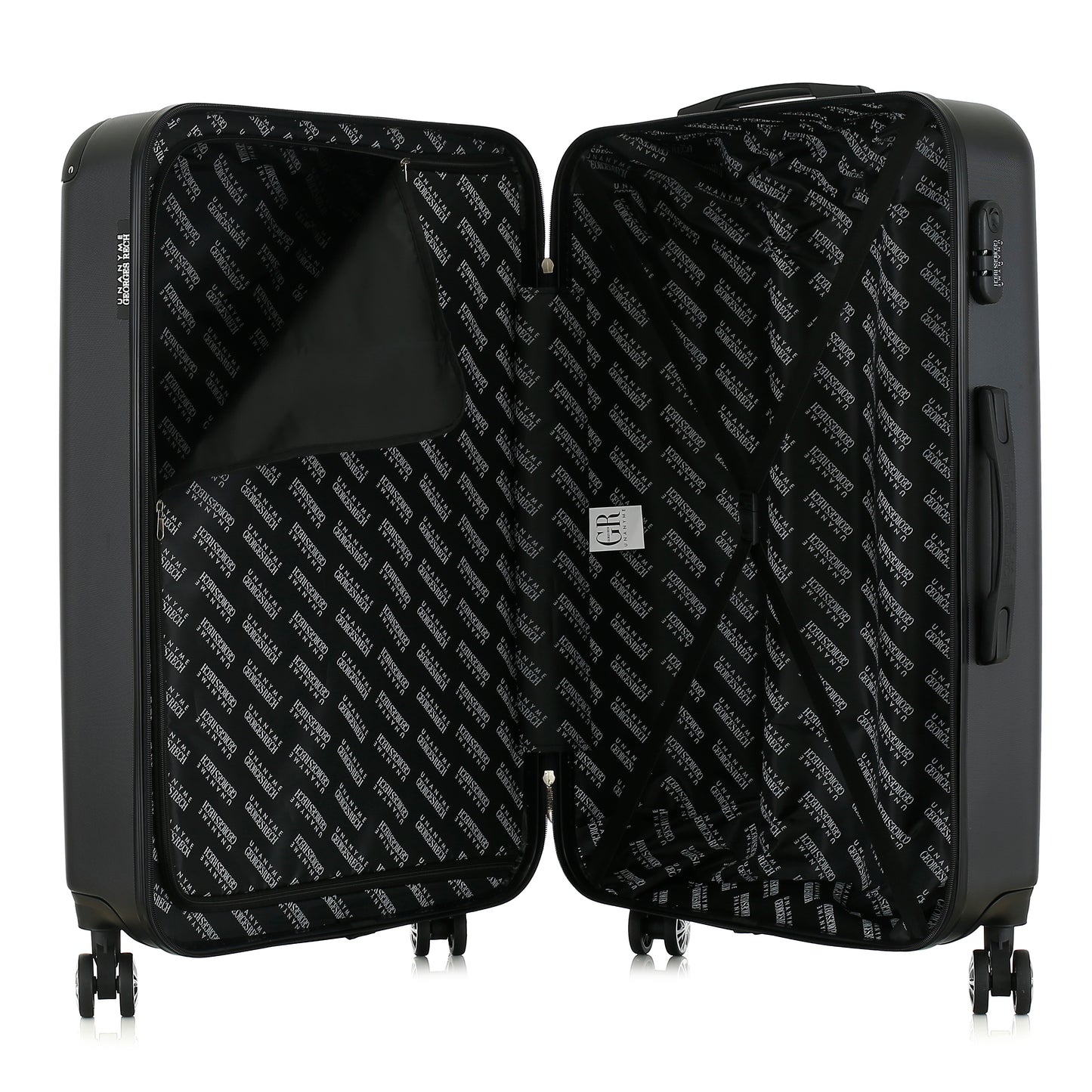 Grande valise noire ouverte
