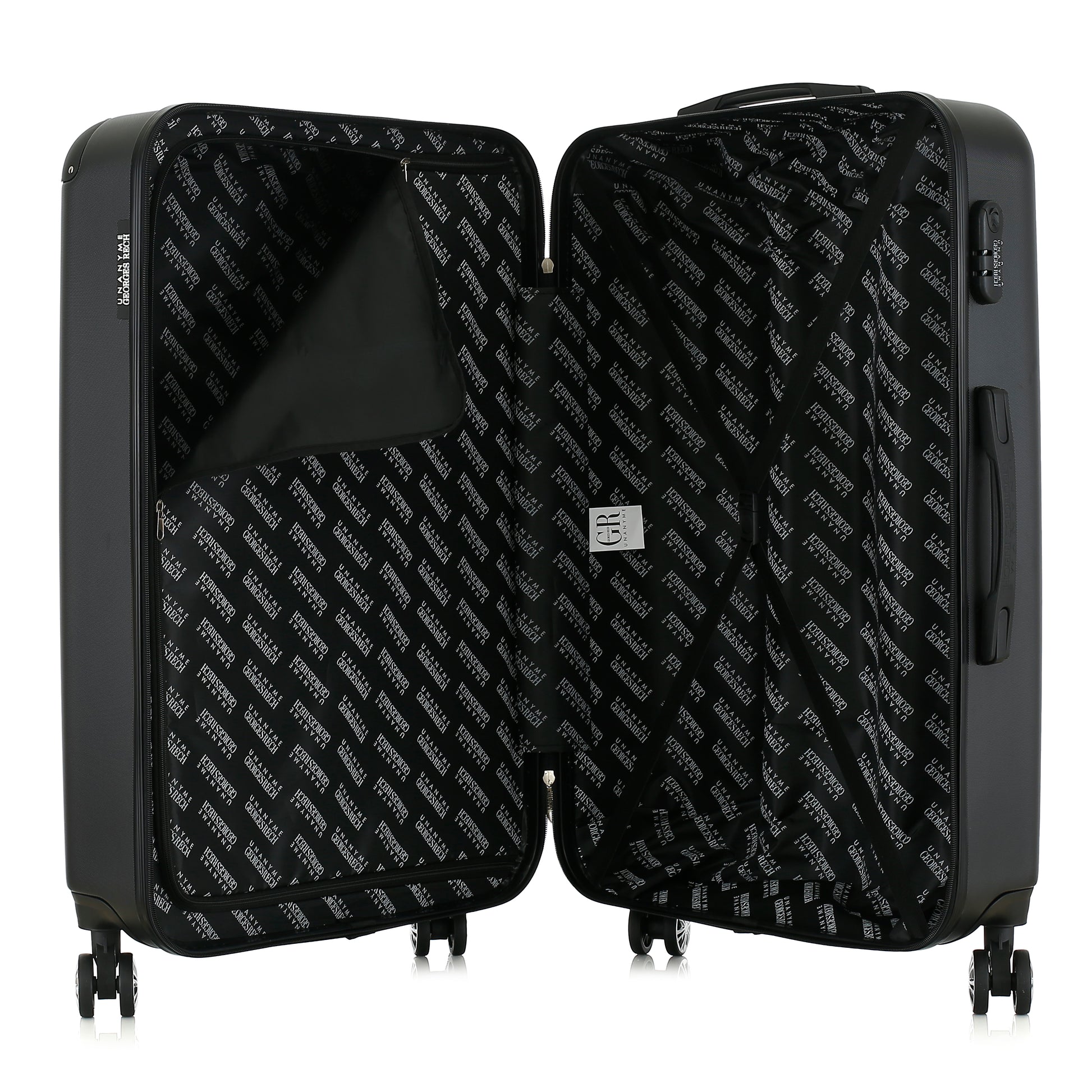 Grande valise noire ouverte
