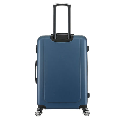 Grande valise bleue de dos
