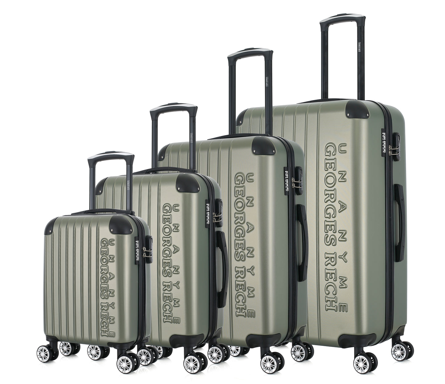 Set de 4 valises kaki de notre collection Georges Rech, Rome, de côté